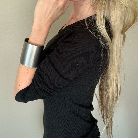 Handmade Upcycled Brushed Steel Cuff Bracelet S M - Picture 2 of 7